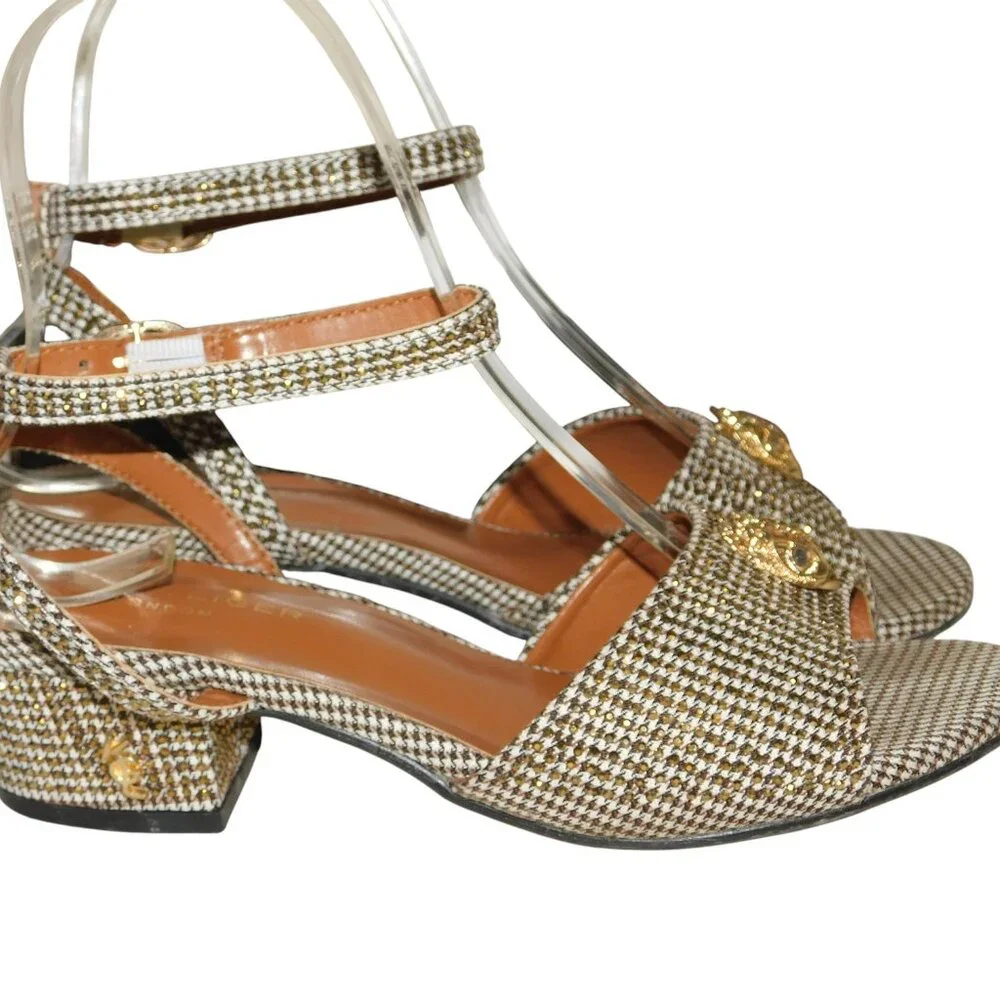 Kurt Geiger London Mini Kensington Block Heel Sandal Girls Size 2 Gold Glitz